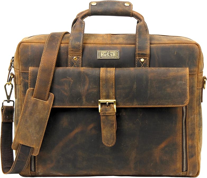 HULSH Genuine Leather briefcases for men 17 inches computer bag for mens | Laptop bag, Work bag, Business and Office Bag