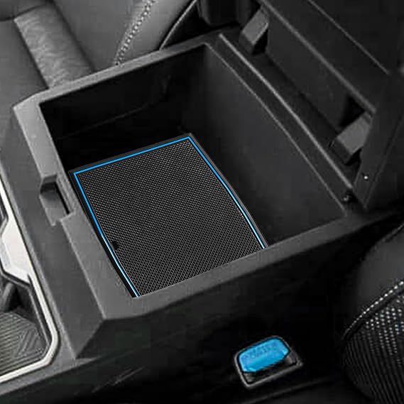 for Toyota Tacoma 2024 2025 2026 4th Gen Double Cab Cup Holder Insert Liner Center Console Door Pocket Mats Anti Slip Cup Holder Coaster Protector Pad 14Pcs Set, Blue Trim