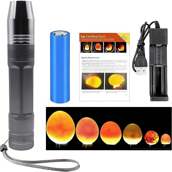 Egg Candler for Chicken Eggs, Rechargeable USB Egg Candling Light | High-Intensity Egg Candler Tester for Dark Eggs, All Chicken, Duck, and Quail
