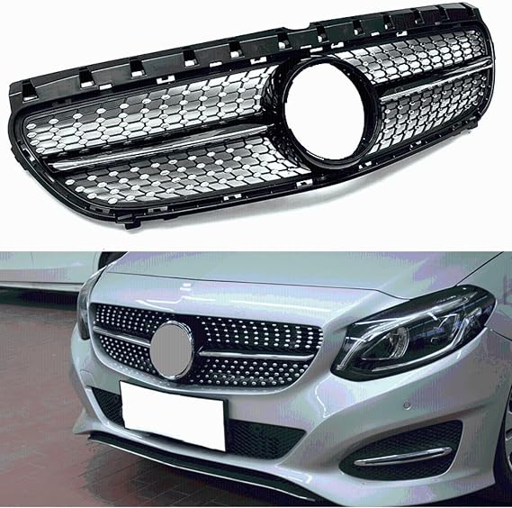 Compatible Mercedes-Benz B-Class W246 B200 2015-2017 Front Grille Grill Silver With Emblem
