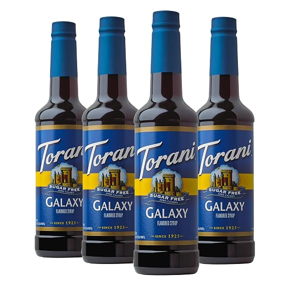 Torani Sugar Free, Galaxy, Flavored Syrup for Drinks, 25.4 fl oz, 4 Pack