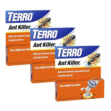 TERRO Liquid Ant Killer 3-Pack Indoor Ant Baits with Borax - Kills Common Household Ants Including Ghost, Sugar, and Black Ants - Fast-Acting Pest Control, T200-3SR