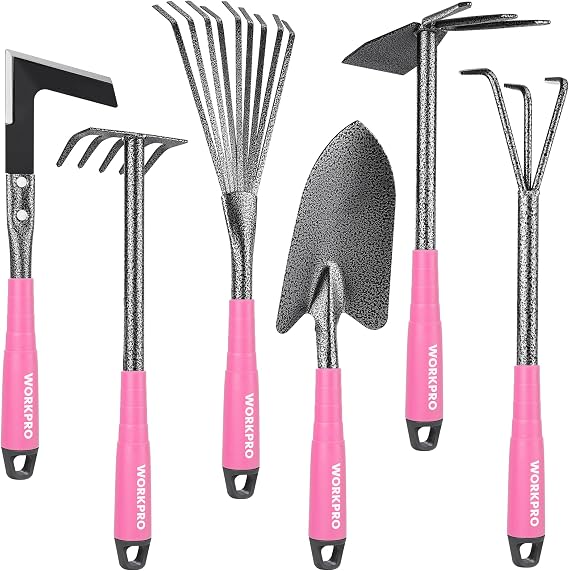 WORKPRO 6-Piece Pink Garden Tool Set