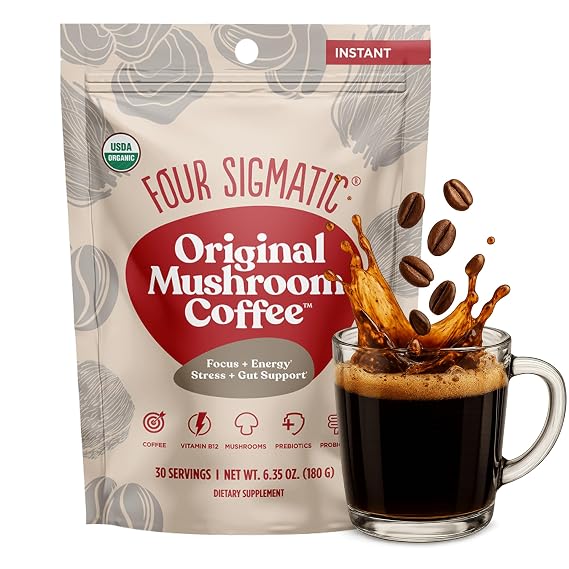 Four Sigmatic Original Mushroom Coffee | High Dose Lion's Mane, Chaga, Turkey Tail, Cordyceps & Reishi | Energy, Focus & Immune Support | 30 Servings