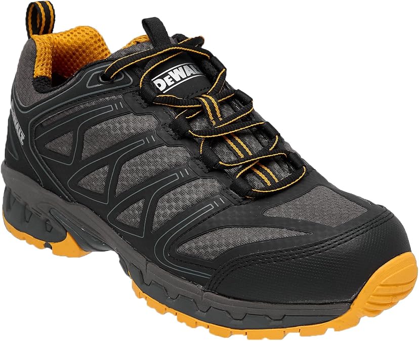 DEWALT Boron Men's Lightweight Aluminum Toe Safety Work Shoes Slip Resistant, Breathable Mesh, ASTM Certified, Comfortable for Construction & Warehouse