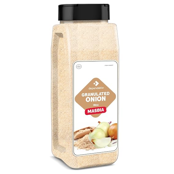 Dependable Foods Granulated Onion Powder 16 Oz Big Jug - Kosher, Natural, Dried Onion Granules - Flavorful Dehydrated Onion Seasoning for Soups, Stews, Sauces, Spice Blends & More