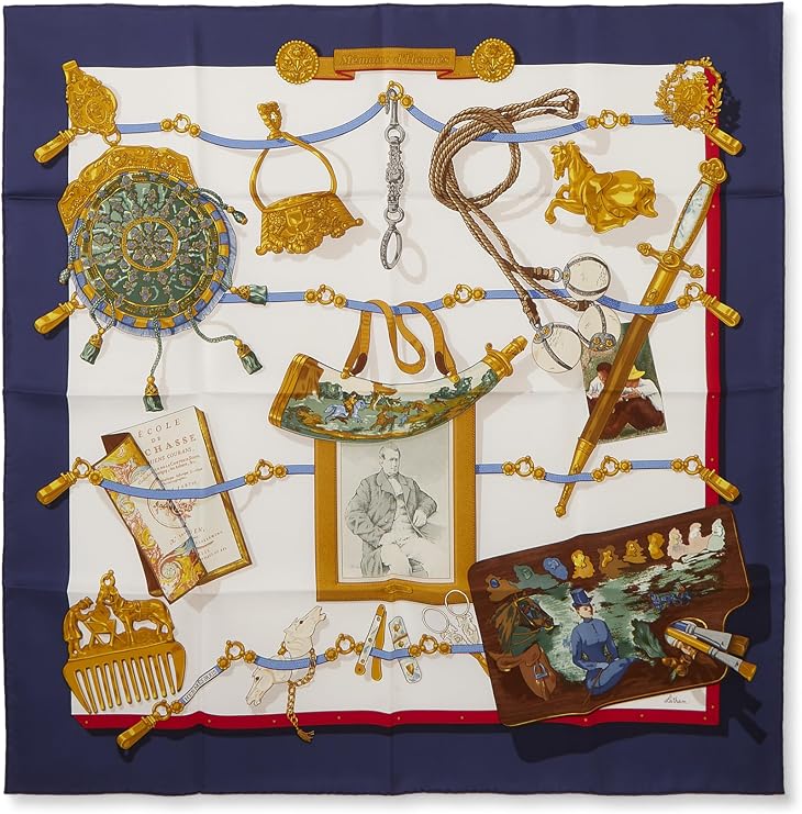 Pre-Loved & MulticolorMemoire d'Hermes' Silk Scarf 90, Blue