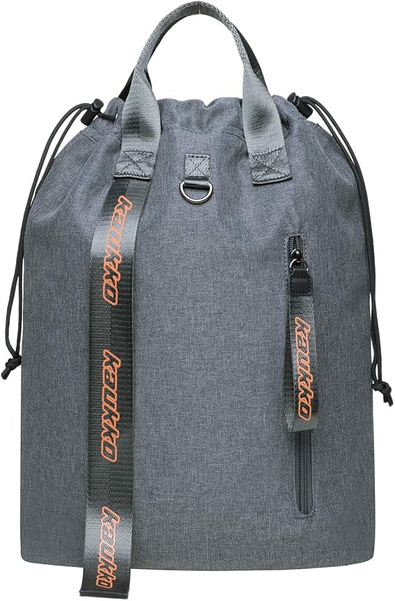 KAUKKO Drawstring Sports Backpack Gym Yoga Bag Shoulder Rucksack for Men and Women KH02-GREY,19.1L