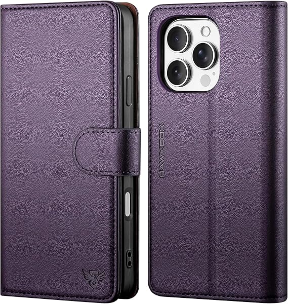 for iPhone 16 Pro Max Wallet Case with Card Holder,Dark Purple