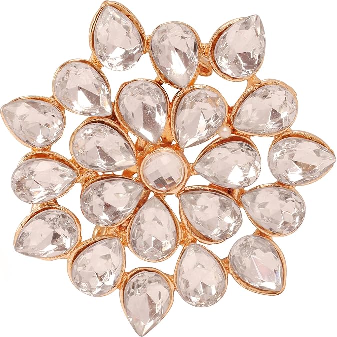 Touchstone Indian Bollywood Handcrafted Designer Jewelry Brooch Lapel Pin in Gold Or Silver Tone for Women.