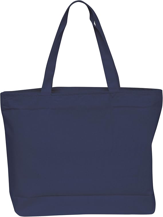 TBF Heavy Canvas Large Tote Bag with Zippered Closure for Beach, Grocery Shopping, Travel Bags
