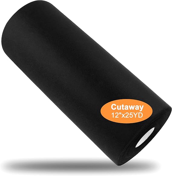 New brothread Black Cut Away Embroidery Stabilizer Backing 12" x 25Yd Roll | Medium Weight 2.5 oz, Embroidery Backing, for Machine Embroidery and Hand Sewing, Perfect for Dark Color Materials