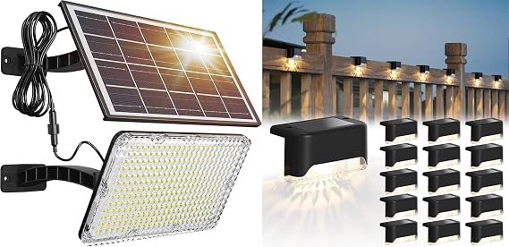 JACKYLED 1000 Lumens 299 LED Solar Lights and Solar Deck Lights