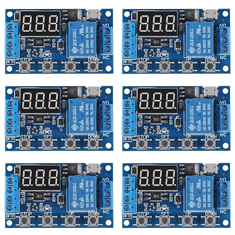 6pcs DC 6-30V Timer Relay Programmable Delay Relay Module Cycle Timer with LCD Display / 5V Micro USB, Smart Home Controller