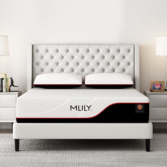 MLILY Full Size Memory Foam Mattress, 12 Inch Medium Support Mattress in A Box, Manchester United, Cool Sleep & Pressure Relief, Made in The USA of US Foam and Global Materials, CertiPUR-US Certified