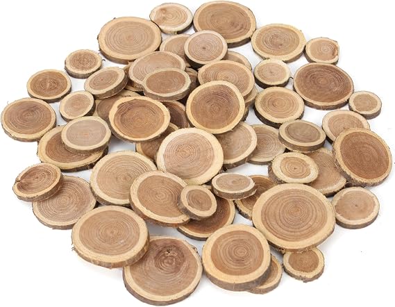 Natural Wood Slices for Crafts, 1.2"-2.5" Mini Assorted Unfinished Wood Tree Bark Round Log Discs for Arts & Crafts Christmas Ornaments Wedding Centerpieces (Assorted Size - 8OZ)