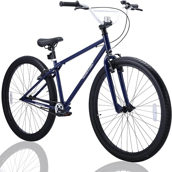Discovery Adventures 27.5-Inch Cruiser Bicycle, BMX Style, Single Gear, Lightweight, High Carbon Steel Frame, Front and Rear V Brake, Center Stand Included, For City Rides / Commuting to School, Men's