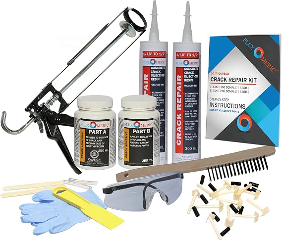 Complete Crack Repair Kit - 1/16" to 1/2" Wide Cracks (DIY FLEXKIT-101-COM)
