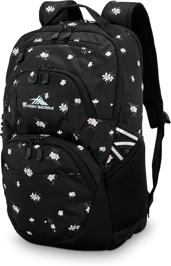 High Sierra Swoop SG Backpack, Travel or Work Laptop Bookbag with Drop Protection Pocket, and Tablet Sleeve, One Size, Floral/Black