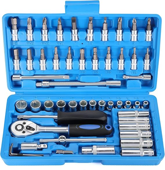 53-Piece Socket Spanner Set 1/4 Inch Ratchet Box Socket Spanner Set 3
