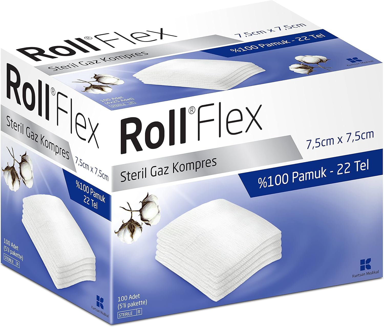 Roll 131407 Flex Gaz Kompres 7.5Cm x 7.5Cm (1 x 100 Adet)