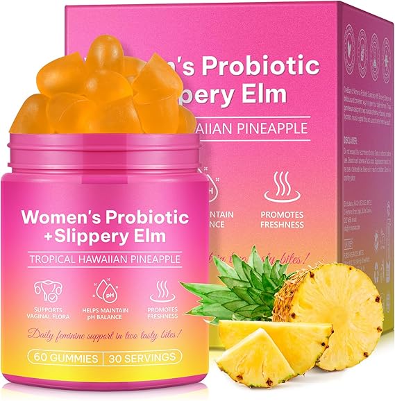 Feminine Probiotics Gummies | Womens Probiotic Slippery Elm | Maintain a Healthy pH Balance | Gut Health & Immune System| Prebiotics & Lactobacillus Blend | Support Overall Feminine Health 60P