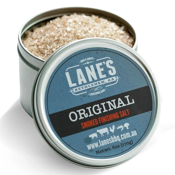 Lanes Original Smoked Salt, Premium Gourmet Finishing Smoked Sea Salt (6 oz) Naturally Infused with Apple, Cherry, and Maple Wood. Bold All Natural Flavor for Grilling & Cooking Meats and Vegetables