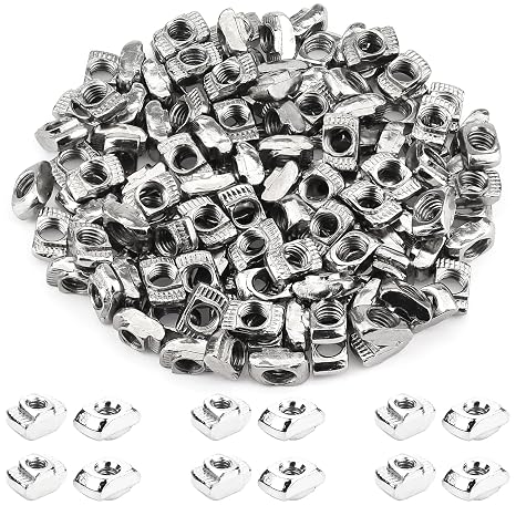 HELIFOUNER 100 Pieces 2020 Series M5 T Nuts, M5 T Slot Nuts for Aluminum Profile
