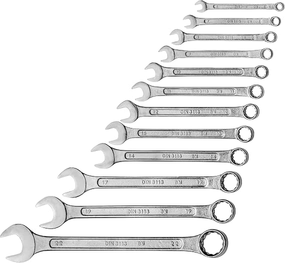 Mannesmann Fork Ring Key Set, 12 Pieces, 6-22 mm, CV, Gs, M 130-12Dın
