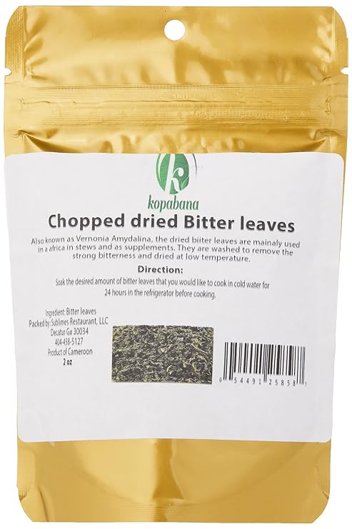 Kopabana Chopped Dried Bitter Leaves| Vernonia amygdalina | 1oz