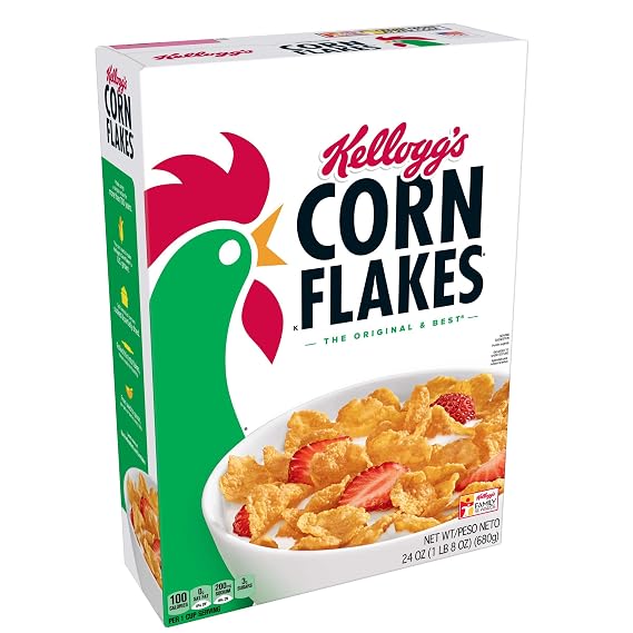 Kelloggs Corn Flakes Cereal - The Original & Best Breakfast Cereal, Fat-Free, 24 oz Box