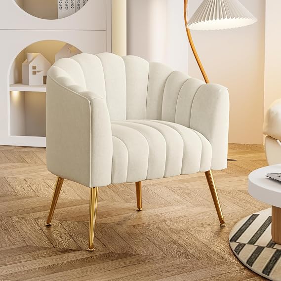 Oversized Pumpkin Couch Accent Chair, Modern Comfy Velvet Upholstered Barrel Chairs, Luxury Single Sofa Armchair for Living Room, Waiting Room, Office and Vanity,