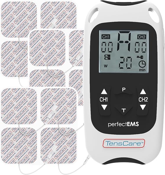 TensCare Perfect EMS Dual Channel TENS and EMS + 12 Replacement Pads (Eligible for VAT relief in the UK)
