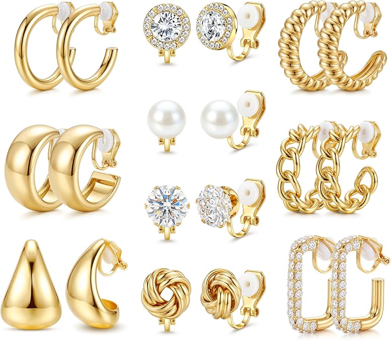 Drperfect Clip On Earrings for Women Non Pierced Earrings Set