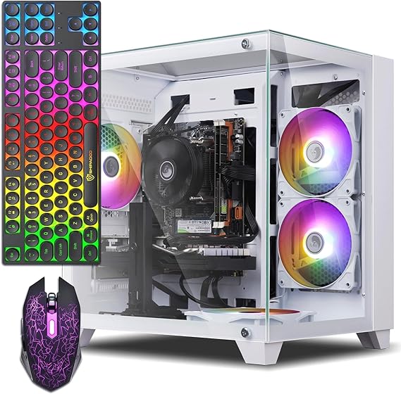 Prebuilt Gaming PC Desktop, Intel Core i7 Desktop Computer up to 3.9 GHz | RTX 3050 8G Graphics Card, 16GB RAM, 512GB SSD, WiFi, RGB Fan, Win11, Tower Computer for Game, Office and Study