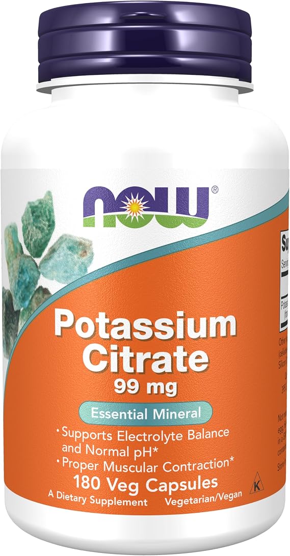 NOW Potassium Citrate 99 mg,180 Capsules