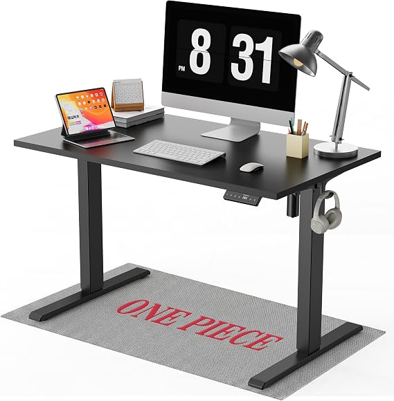 WALKINGDESK ONE PIECE Electric Standing Desk, 100 x 60 cm, Black | Height Adjustable Desk, 2 Hooks, 4 Memory Heights, 72-118cm, Ergonomic Sit Stand Computer Desk for Home Office