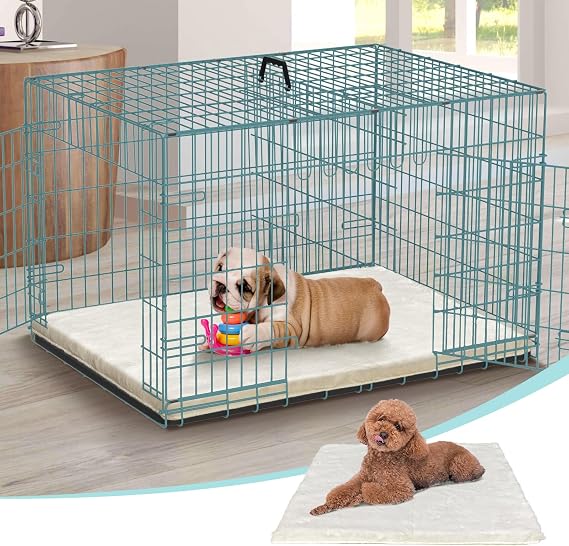 Dog Crate Pads for Small Medium Dogs, Washable Ultra Soft Pet Kennel Pad 28"X17" Anti-Slip Puppy Crate Mattress Mat Cage Cushion Liner, Beige