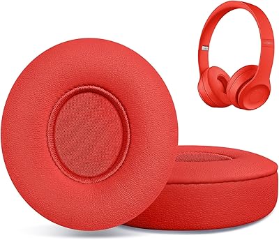 Replacement Ear Pads for Beats Solo 2 & Solo 3 Wireless On-Ear Headphones, Ear Cushions, Headset Earpads, Ear Cups Cover with Soft Protein Leather Red