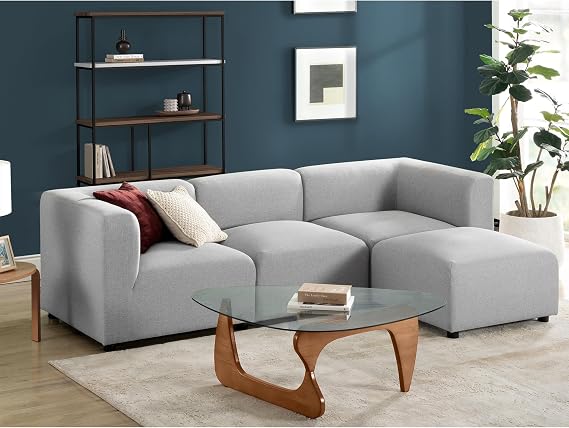 Zinus Luca Reversible Chaise Sectional Sofa, Modern Style, Flexible Modular Design, Easy Tool-Free Assembly, Grey