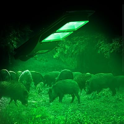 BSOD Hog Light, Solar Green Lights for Hunting Deer Hog Pig Activated Feeder Accessories Night Reaction Motion Lamp Eq300W