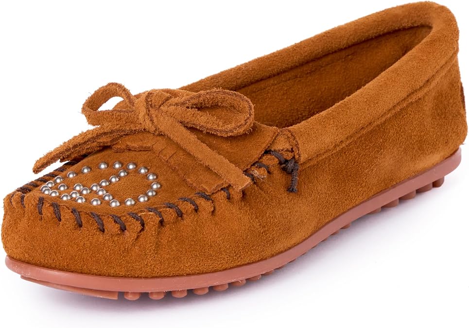 Minnetonka Women's Peace Moc Suede Studded Moccasins