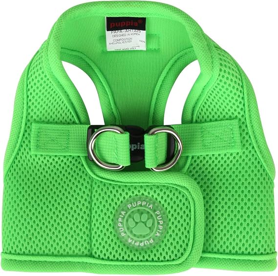 Puppia Neon Soft Vest Harness Step-in No Choke No Pull Walking Training for Small and Medium Dog, Green, X-Small