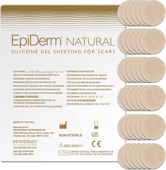 EpiTab Silicone Scar Circles, Reusable Silicone Scar Patches, 30Pk Natural