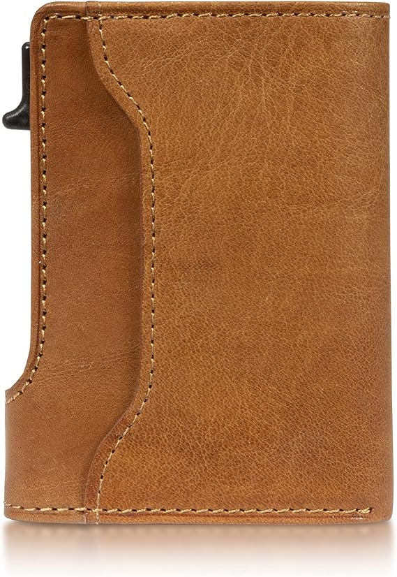 Tony Perotti Trifold Wallet for Men, RFID Full Grain Leather - Honey