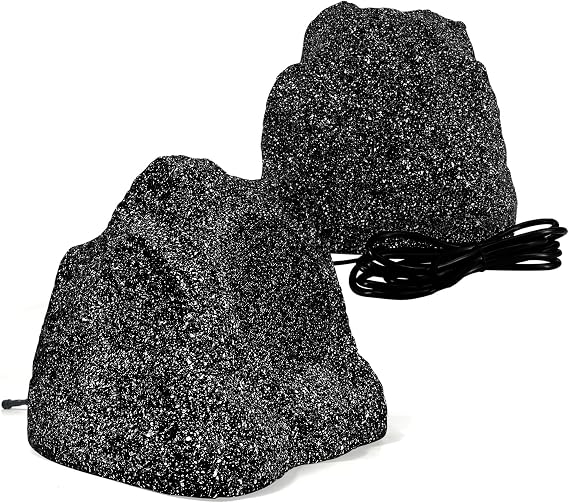STUDIOFINIX 8" Outdoor Rock Bluetooth Speakers Waterproof Powerful 600 Watt Deep Bass All Weather Durable for Outdoor Garden Pool Patio Deck Porch BBQ (1 Pair)