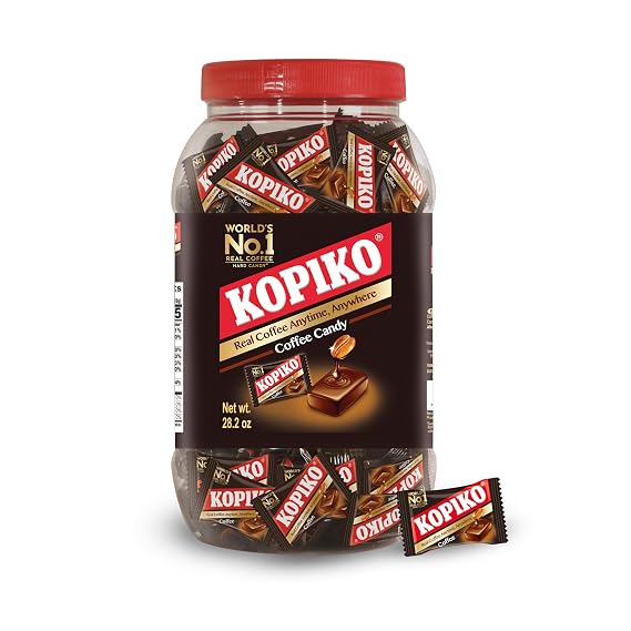 Kopiko Coffee Candy Bold-Tasty Hard Candy from Indonesia with Real Coffee Extract A Satisfying Boost for On-the-Go Energy (28.2oz Jar)