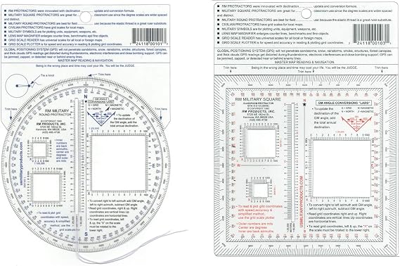 2 Item Bundle - RM Round Military Protractor & RM Square Military Protractor