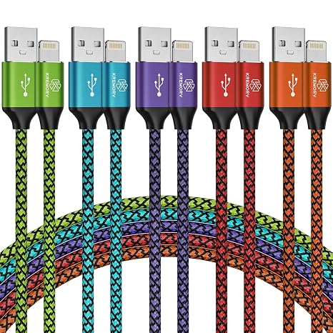 iPhone Charger 5Pack 10FT Apple MFi Certified Fast Lightning Cable | Nylon Braided iPhone Charging Cord USB A to Lightning Cable Compatible with iPhone 14 13 12 11 Pro MAX XS XR 8 7 Plus