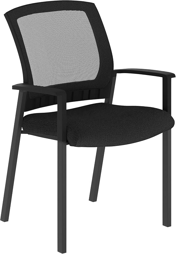 Flash Furniture Hercules Mesh Stacking Side Chair, Black | Lumbar Support, Sled Base, Commercial Grade, Office Use
